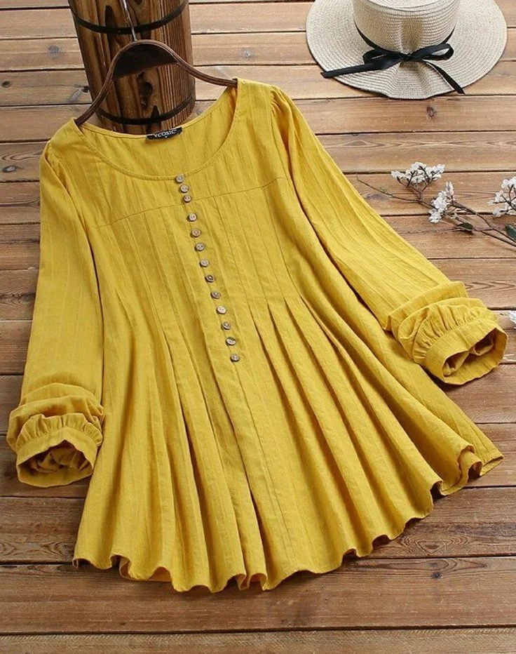 Ladies Yellow Pleated Tunic