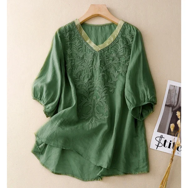 Ladies Green Embroidered Top